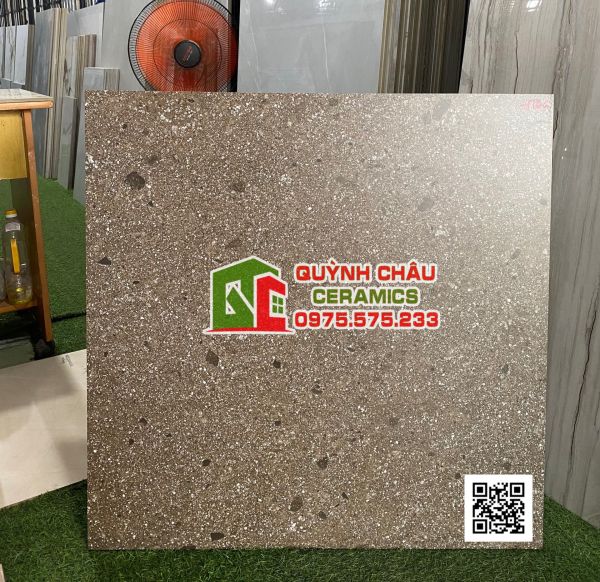 Gạch terrazzo 80x80 ấn độ vân đá mờ xám điêu khắc ceppo choco 5170