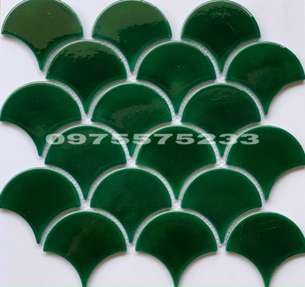Gạch trang trí mosaic vảy cá xanh men gốm cao cấp Gạch trang trí mosaic vảy cá xanh men gốm cao cấp