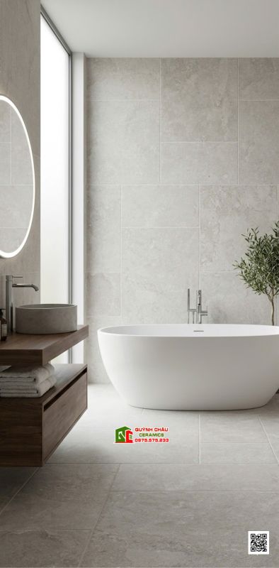 Gạch giả đá ghép 60x120 chia Modul nhiều size vân đá Travertine mờ