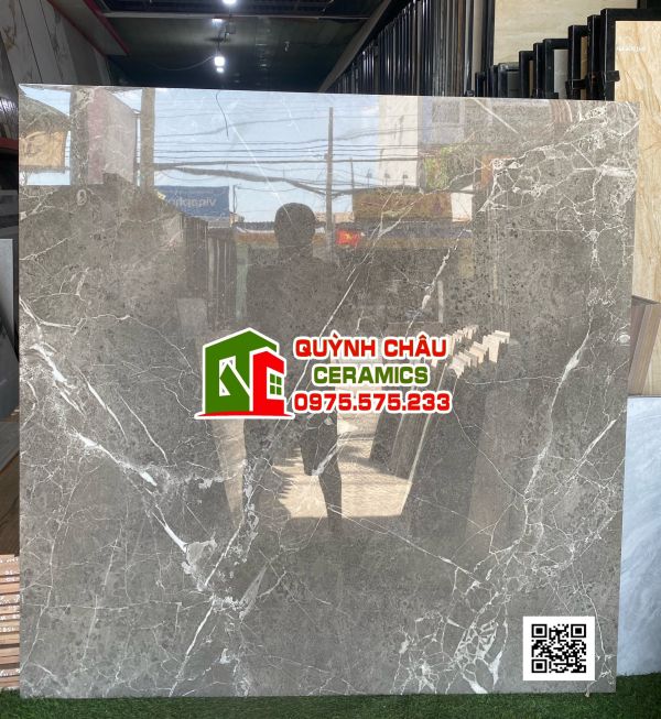 Gạch lát nền ấn độ 120x120 màu xám vân đá emperador brown bề mặt bóng