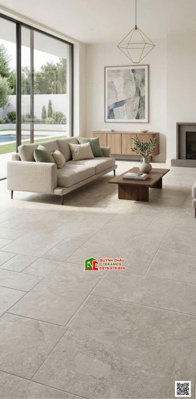 Gạch giả đá ghép 60x120 chia Modul nhiều size vân đá Travertine mờ