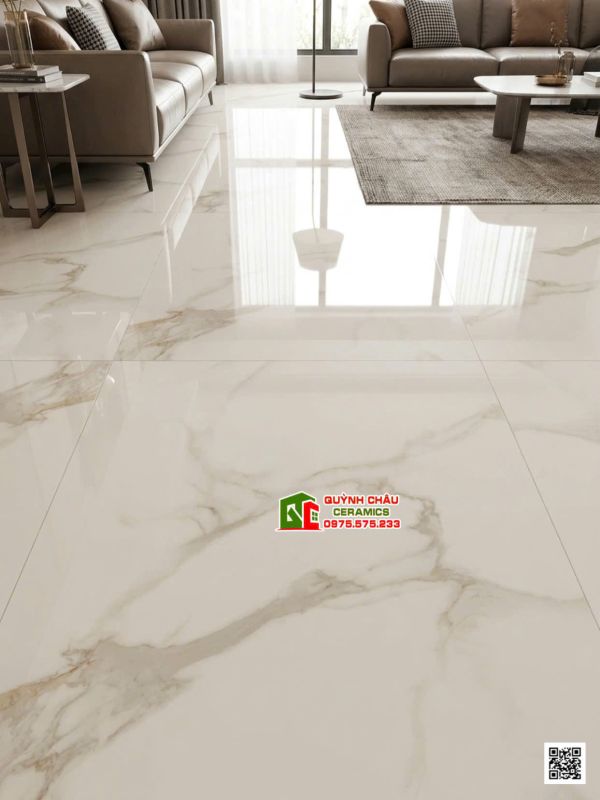 Gạch lát nền ấn độ 100x100 trắng Marble vân xám