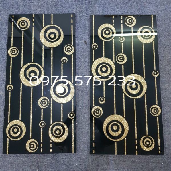 Gạch trang trí 30x60 khắc kim tuyến nhũ vàng ép kính cao cấp