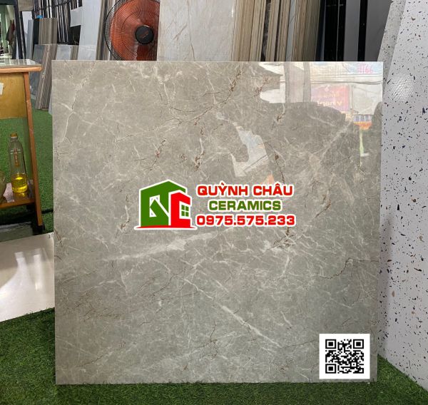 Gạch lát nền ấn độ Esprada Grey 80x80 vân đá màu xám bóng đẹp 5063