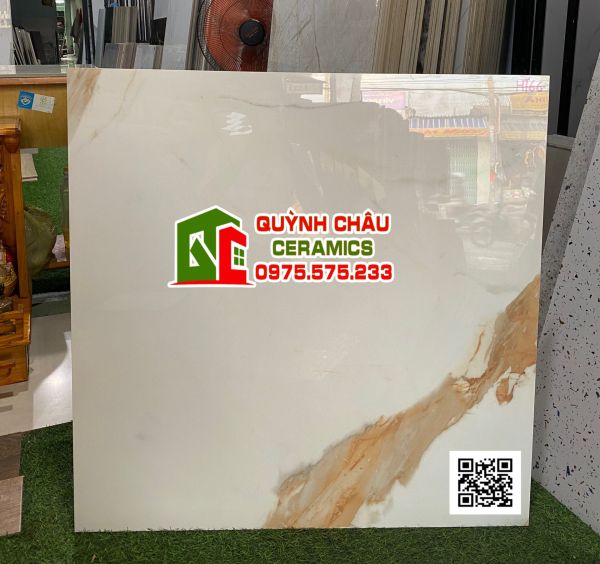 Gạch lát nền ấn độ 80x80 Golden Satuario trắng vân đá vàng đẹp 5065