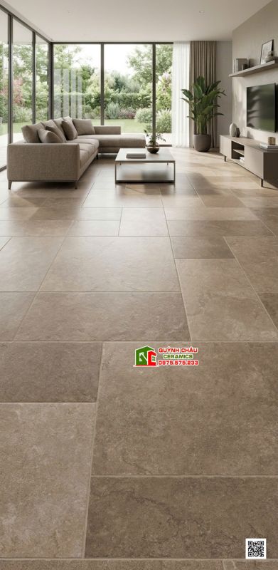 Gạch Travertine 60x120 màu nâu vân đá ghép Modul mix size