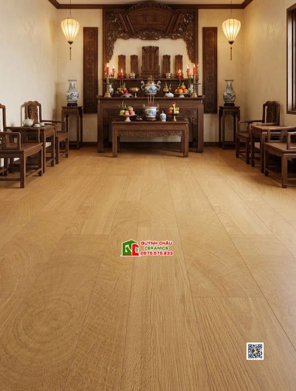 Gạch trung quốc 60x120 vân giả gỗ thanh ghép màu vàng