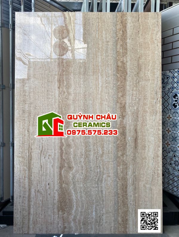 Gạch nhập khẩu ấn độ 120x180 vân đá sọc Travertine màu nâu nhạt siêu bóng Gạch nhập khẩu ấn độ 120x180 vân đá sọc Travertine màu nâu nhạt siêu bóng