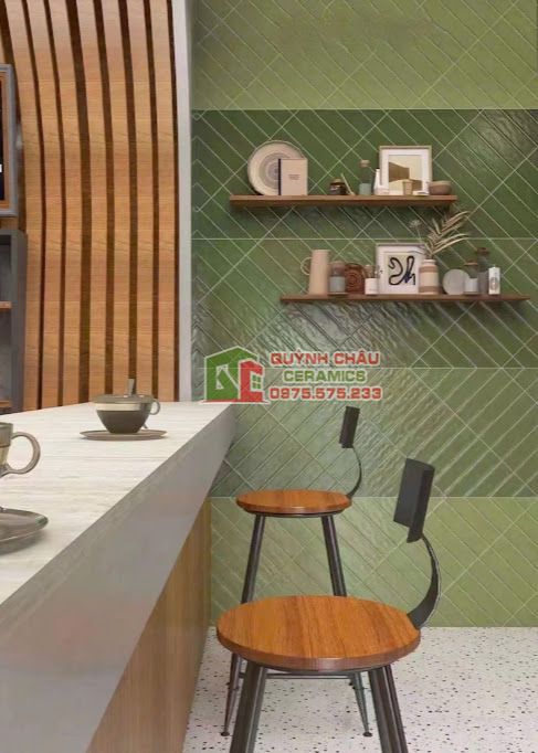 Gạch thẻ 75x300 mờ gợn sóng xanh đậm