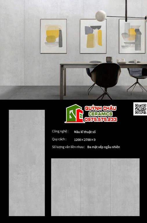 Đá khổ lớn nung kết 120x270cm mờ xám Đá khổ lớn nung kết 120x270cm mờ xám