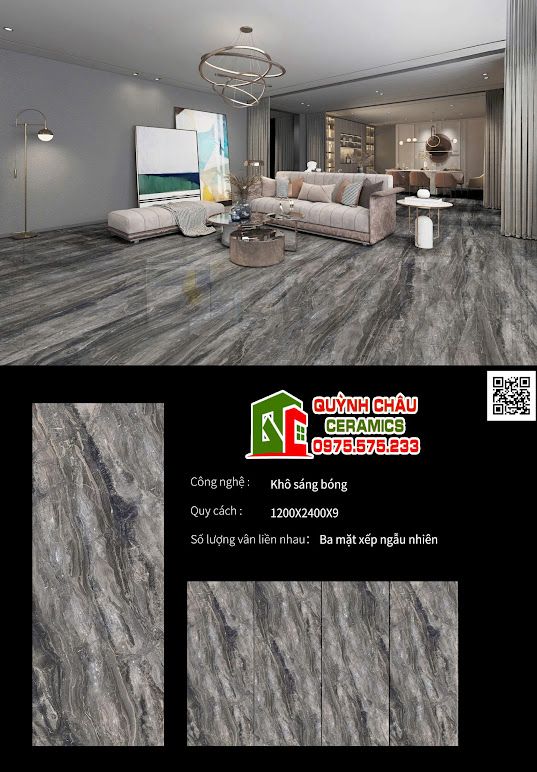 Đá nung kết 120x240cm lát nền vân đá xám đậm Đá nung kết 120x240cm lát nền vân đá xám đậm