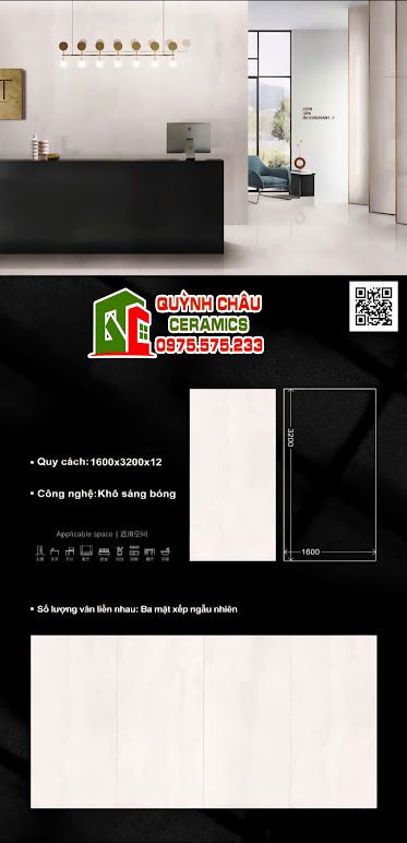 Đá nung kết 160x320cm bóng kiếng trắng ngọc Đá nung kết 160x320cm bóng kiếng trắng ngọc