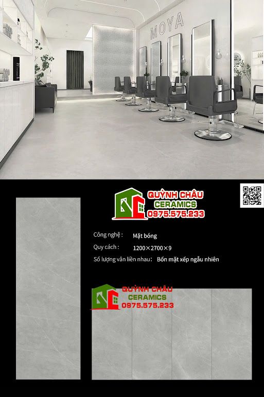 Đá nung kết khổ lớn 120x270cm xám bóng kiếng Đá nung kết khổ lớn 120x270cm xám bóng kiếng