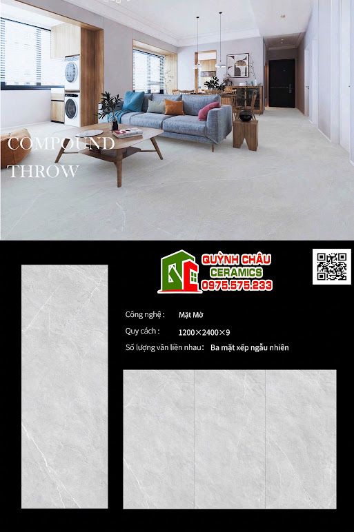 Đá nung kết lát nền 120x240cm mờ xám vân trắng Đá nung kết lát nền 120x240cm mờ xám vân trắng