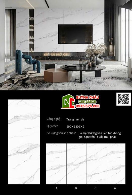 Đá nung kết trung quốc 90x180cm trắng mờ vân mây Đá nung kết trung quốc 90x180cm trắng mờ vân mây