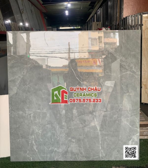 Gạch 120x120 màu xám vân trắng rạn ngẫu nhiên