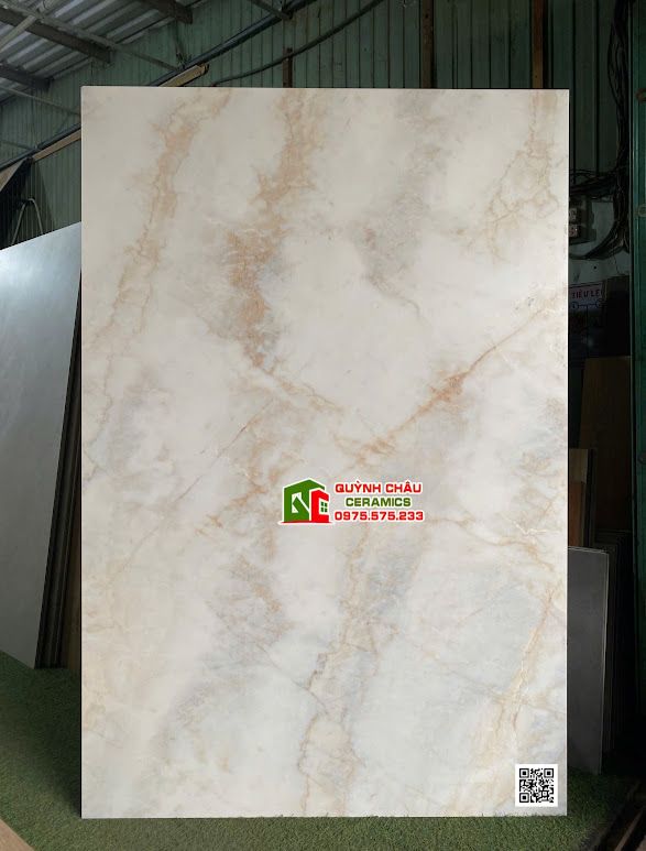 Gạch 120x180 mờ mịn Baby Skin vân đá cẩm thạch vàng kem