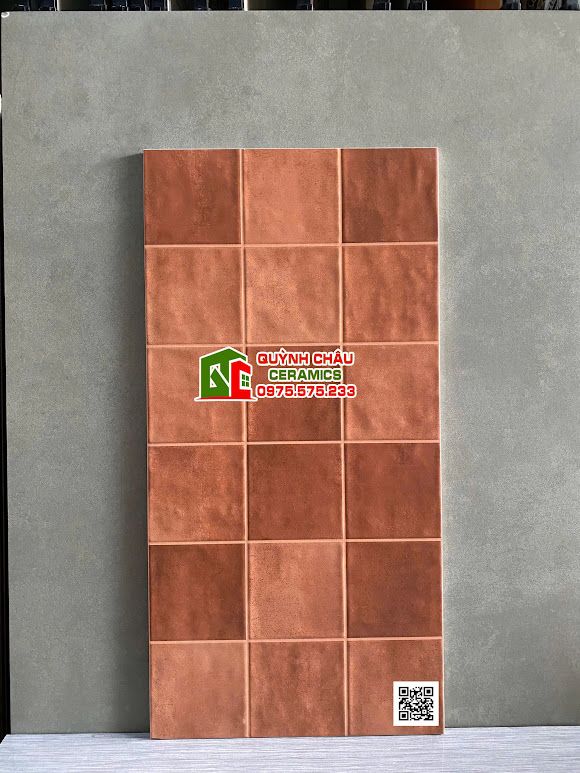Gạch 30x60 giả thẻ nâu đỏ hiệu ứng cổ điển Gạch 30x60 giả thẻ nâu đỏ hiệu ứng cổ điển