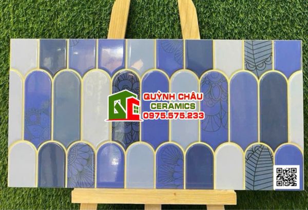 Gạch 30x60 lông vũ trang trí mix màu xanh phối trộn