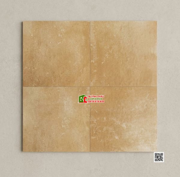 Gạch 40x40 mờ hiệu ứng loang màu vàng đất