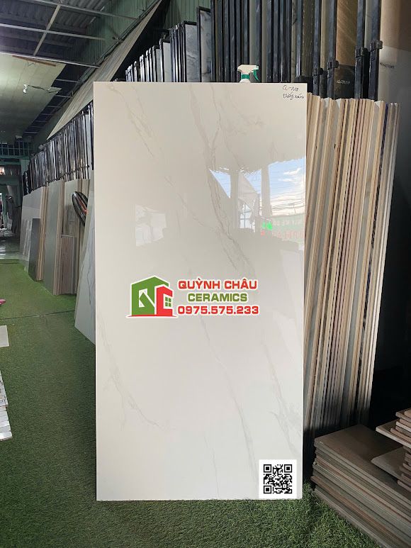 Gạch 60x120 bóng kính trắng vân cao cấp Gạch 60x120 bóng kính trắng vân cao cấp