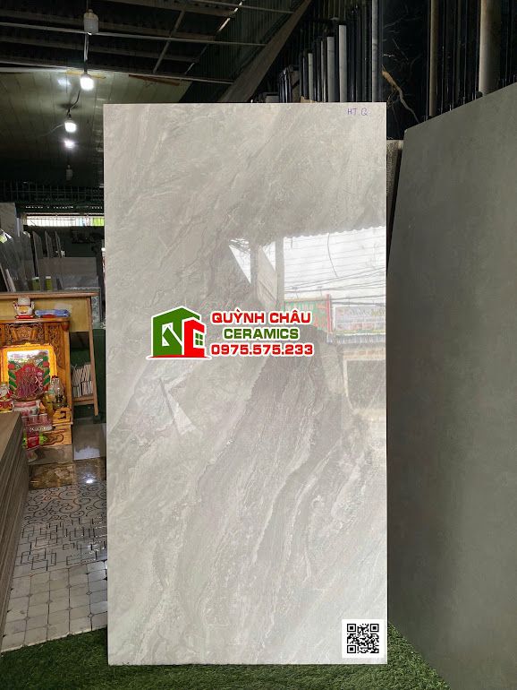Gạch 60x120 hoàn mỹ xám vân đá bóng kính              
