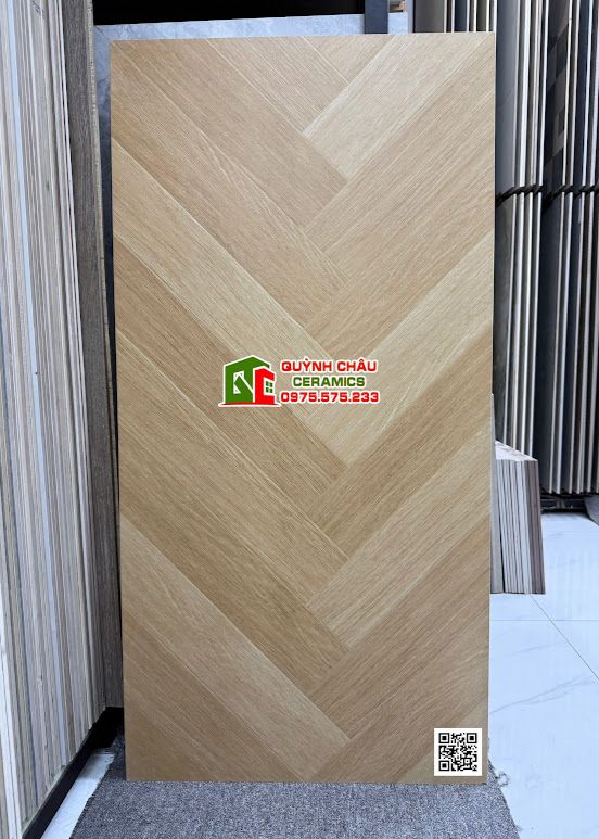 Gạch 60x120 giả gỗ vân xương cá vàng nâu nhạt màu gỗ sồi