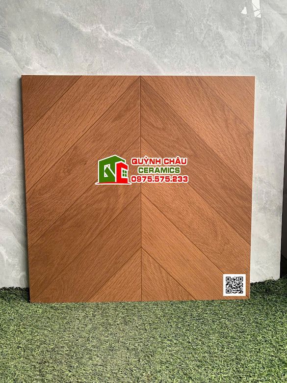 Gạch 60x60 giả gỗ vân xương cá màu nâu đỏ           Gạch 60x60 giả gỗ vân xương cá màu nâu đỏ