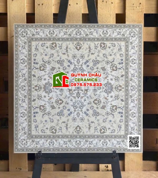 Gạch 60x60 hoa tiết thảm hoa cỏ màu xám đa sắc                Gạch 60x60 hoa tiết thảm hoa cỏ màu xám đa sắc