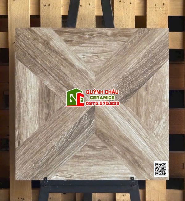 Gạch 60x60 màu giả gỗ nâu mộc vân đối xứng            Gạch 60x60 màu giả gỗ nâu mộc vân đối xứng