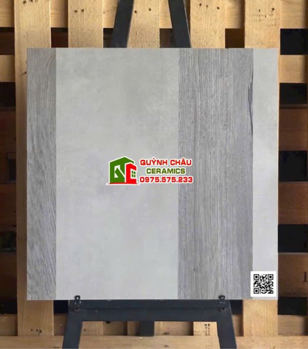 Gạch 60x60 vân gỗ mix màu xám xi măng               Gạch 60x60 vân gỗ mix màu xám xi măng