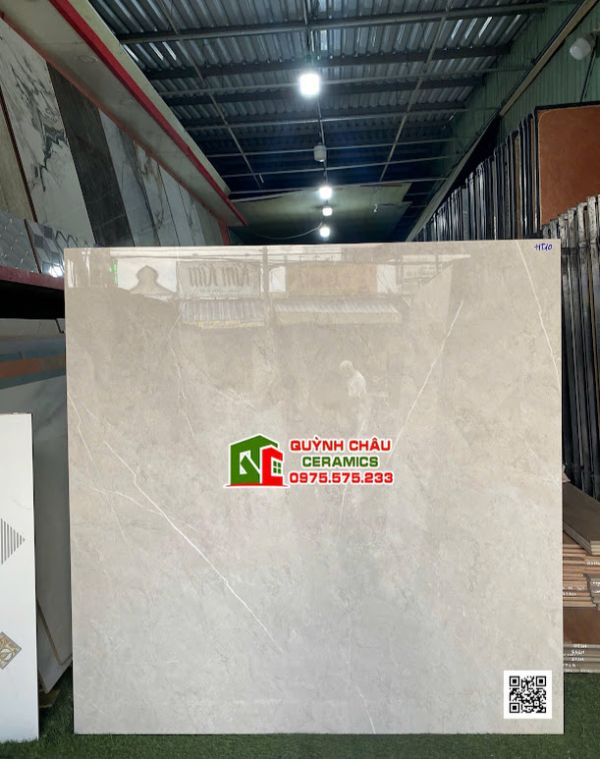 Gạch Á Mỹ 120x120 xám vân tia trắng đá bóng kiếng
