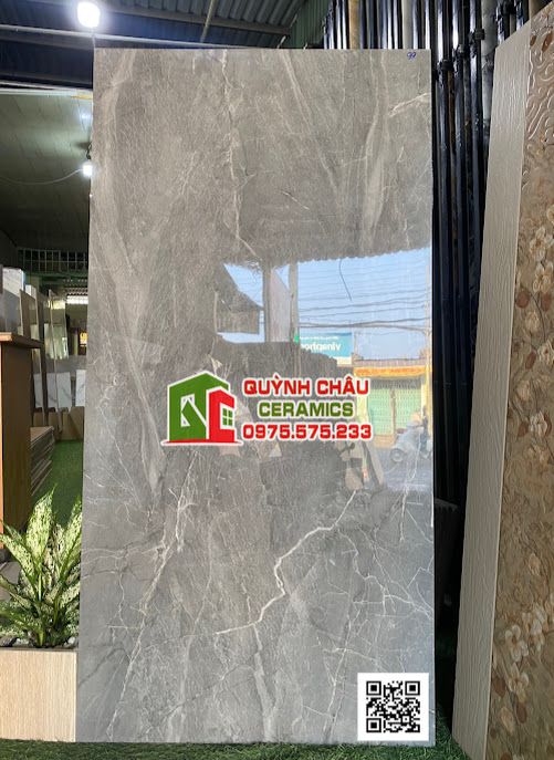 Gạch ấn độ 60x120 màu xám vân đá nhân tạo đẹp bóng kiếng