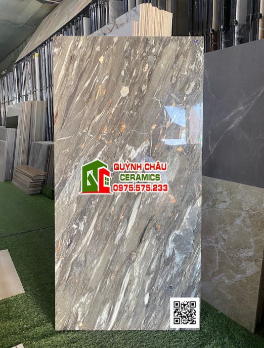   Gạch ấn độ 60x120 màu xám vân đá xếp xéo Aaspur bóng kiếng