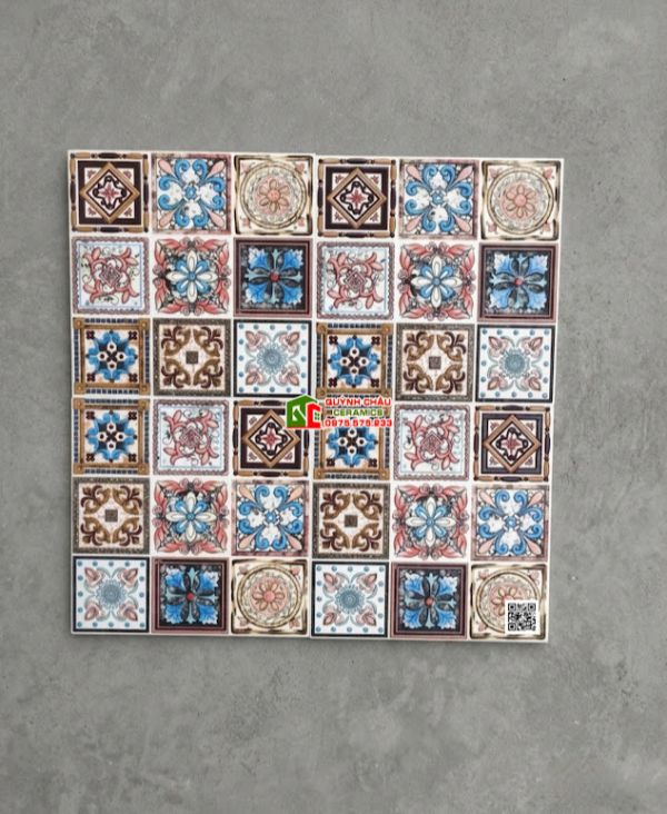 Gạch bông 30x30 bề mặt 3D hoa văn nổi mix họa tiết đẹp