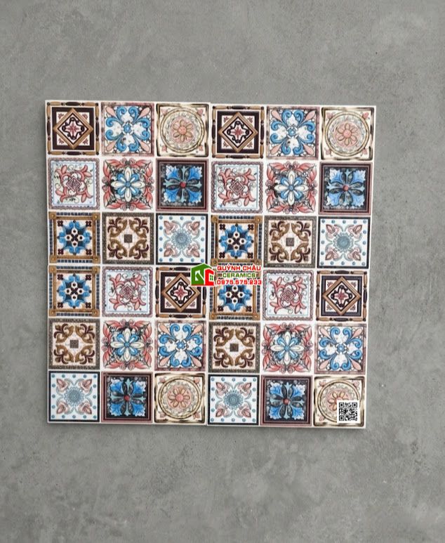 Gạch bông 30x30 bề mặt 3D hoa văn nổi mix họa tiết đẹp