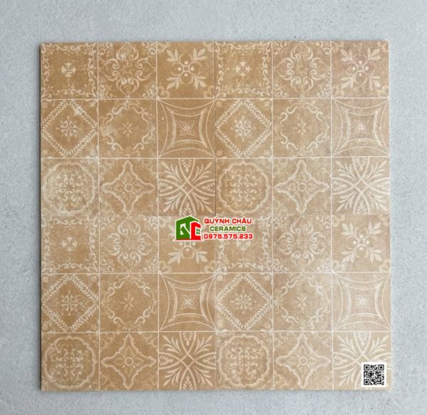 Gạch bông 40x40 cổ điển trang trí decor họa tiết màu đất nung nhạt