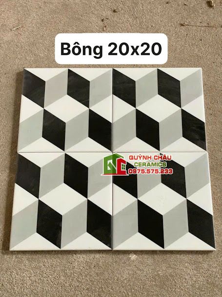 Gạch bông họa tiết hình khối 20x20 cm