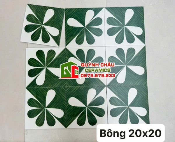 Gạch bông hoạ tiết xanh lá 20x20 ốp lát Gạch bông hoạ tiết xanh lá 20x20 ốp lát