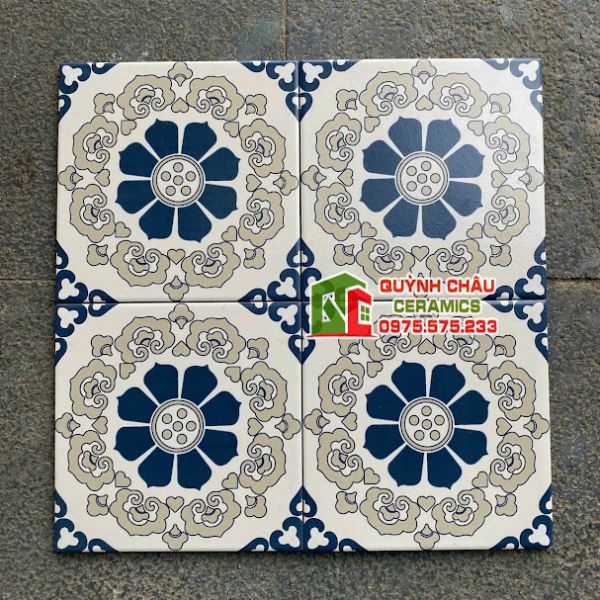Gạch bông hoa văn xanh bắt mắt 20x20 cm