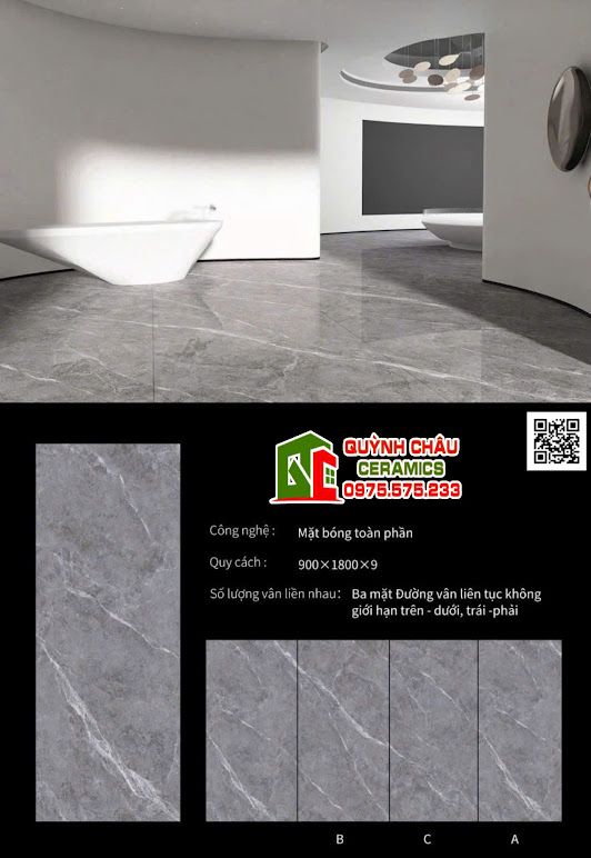 Gạch bóng kiếng 90x180 xám vân đá nung kết trung quốc Gạch bóng kiếng 90x180 xám vân đá nung kết trung quốc