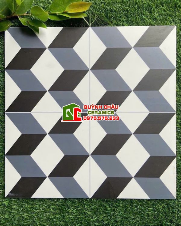 Gạch bông lát nền 40x40 hình khối xám đen trắng bền đẹp Gạch bông lát nền 40x40 hình khối xám đen trắng bền đẹp