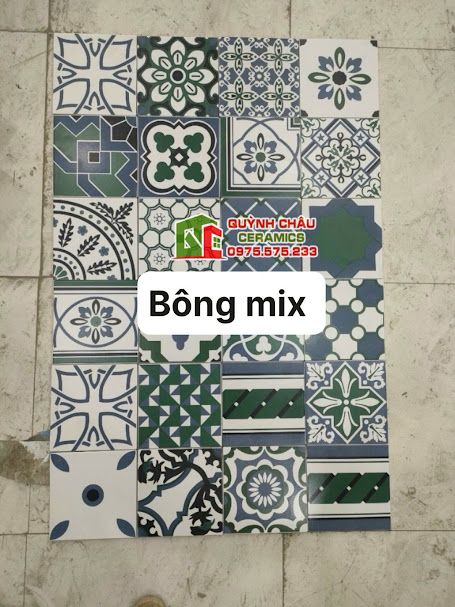 Gạch bông mix hoa văn lộn xộn 20x20 cm
