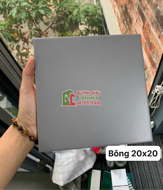 Gạch bông xám men trơn mờ 20x20 xương đá  Gạch bông xám men trơn mờ 20x20 xương đá