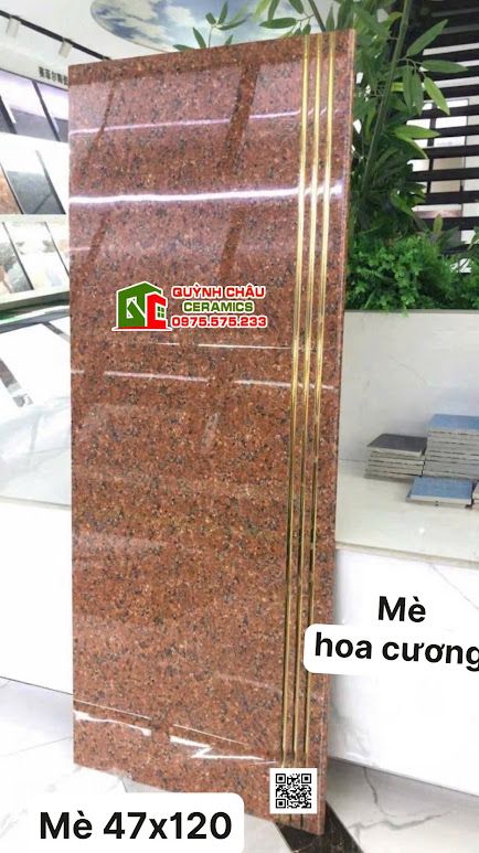 Gạch cầu thang tam cấp đỏ hoa cương nhũ vàng 47x120cm Gạch cầu thang tam cấp đỏ hoa cương nhũ vàng 47x120cm