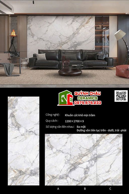 Gạch khổ lớn 120x270 đá mờ marble nung kết Gạch khổ lớn 120x270 đá mờ marble nung kết