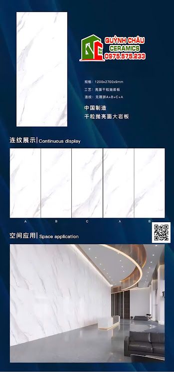 Gạch khổ lớn trung quốc 120x270 trắng vân Gạch khổ lớn trung quốc 120x270 trắng vân