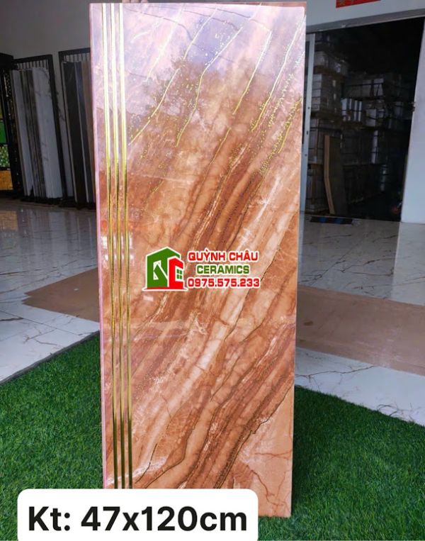 Gạch lát cầu thang 47x120 nhũ vàng kim nâu đỏ vân đá Gạch lát cầu thang 47x120 nhũ vàng kim nâu đỏ vân đá