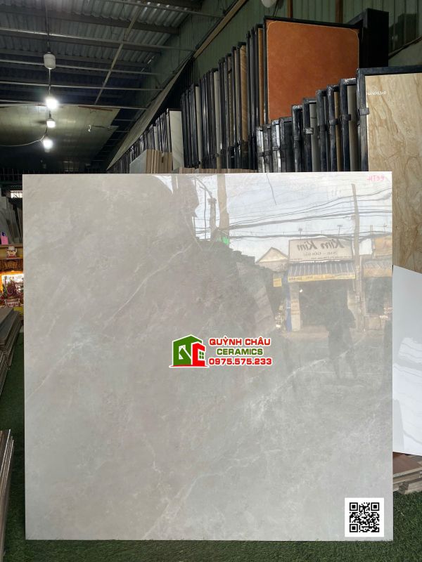 Gạch lát nền 100x100 bóng kiếng toàn phần xám vân đá cao cấp