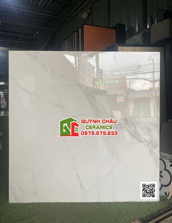 Gạch lát nền 120x120 màu trắng vân khói xám nhạt Gạch lát nền 120x120 màu trắng vân khói xám nhạt